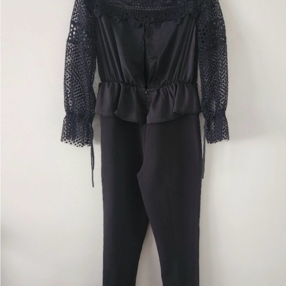Self-Portrait Black Lace Detail Jumpsuit - Picture 7 of 11